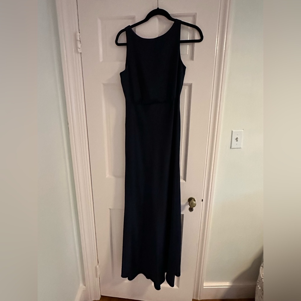 BHDLN Beckett Satin Charmeuse Bridesmaids Dress in Navy